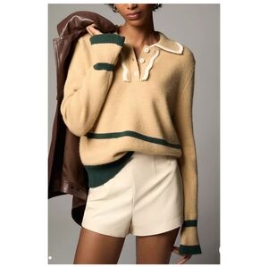 Anthropologie Maeve Scalloped Collared Sweater Bell Sleeve